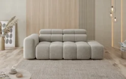 Designer Sofa 3-Sitzer mit Chaise Longue Mia in Chenille
