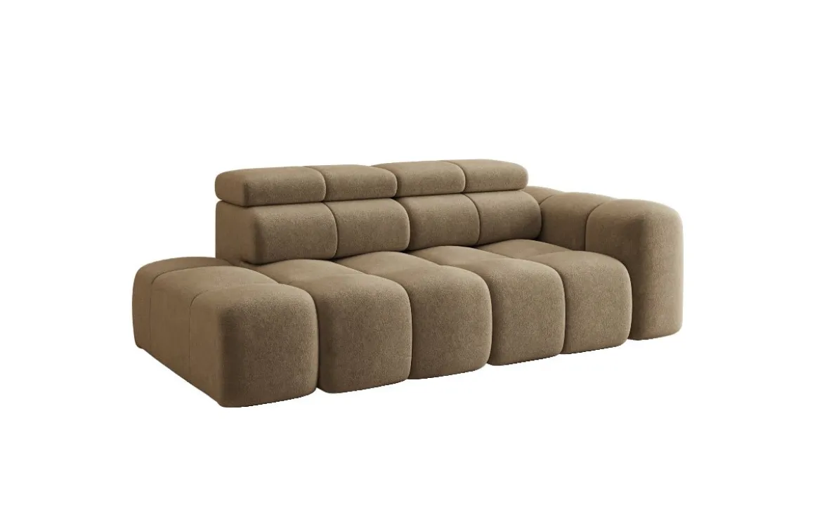 Designer Sofa 3-Sitzer mit Chaise Longue Mia in Chenille