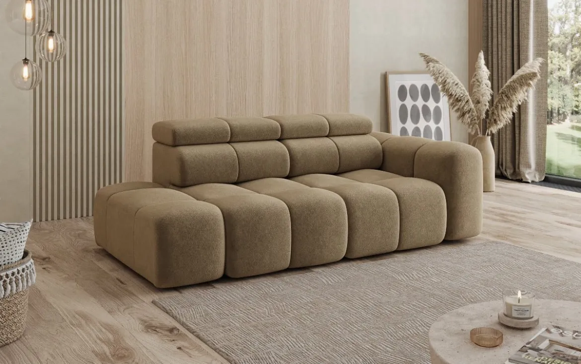 Designer Sofa 3-Sitzer mit Chaise Longue Mia in Chenille