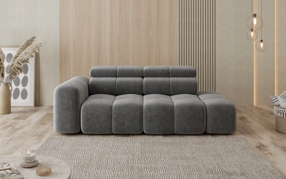 Designer Sofa 3-Sitzer mit Chaise Longue Mia in Chenille