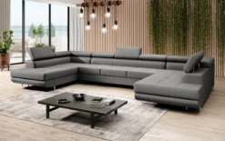 Designer Sofa Taormina mit Schlaf- und Klappfunktion in Kunstleder