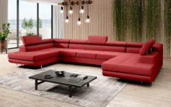 Designer Sofa Taormina mit Schlaf- und Klappfunktion in Kunstleder
