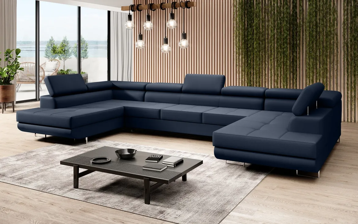 Designer Sofa Taormina mit Schlaf- und Klappfunktion in Kunstleder
