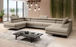Designer Sofa Taormina mit Schlaf- und Klappfunktion in Kunstleder