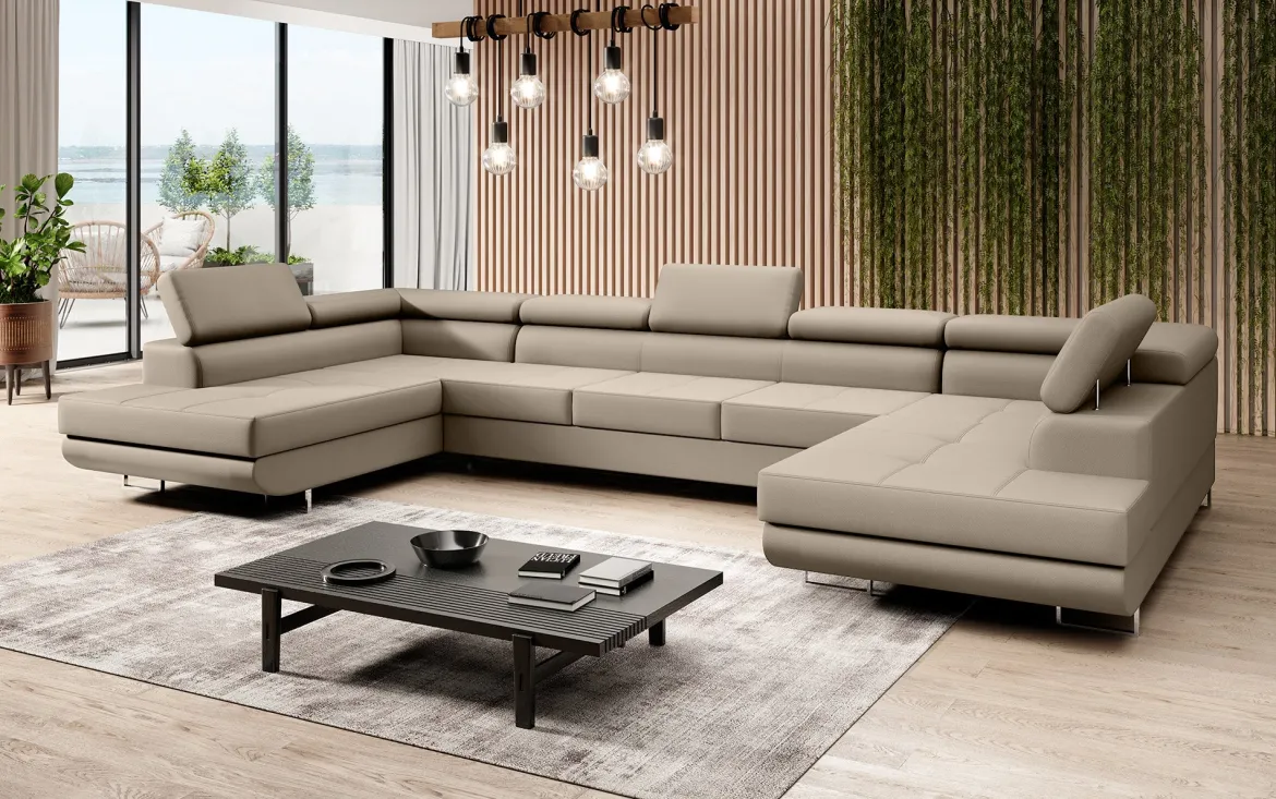 Designer Sofa Taormina mit Schlaf- und Klappfunktion in Kunstleder