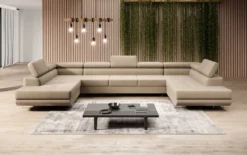 Designer Sofa Taormina mit Schlaf- und Klappfunktion in Bouclé