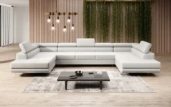 Designer Sofa Taormina mit Schlaf- und Klappfunktion in Bouclé