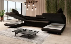 Designer Sofa Taormina mit Schlaf- und Klappfunktion in Bouclé