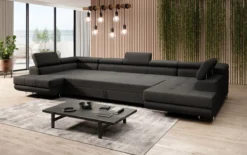 Designer Sofa Taormina mit Schlaf- und Klappfunktion in Bouclé
