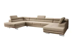 Designer Sofa Taormina mit Schlaf- und Klappfunktion in Bouclé