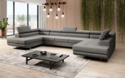 Designer Sofa Taormina mit Schlaf- und Klappfunktion in Bouclé
