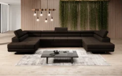 Designer Sofa Taormina mit Schlaf- und Klappfunktion in Bouclé