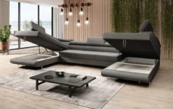 Designer Sofa Taormina mit Schlaf- und Klappfunktion in Bouclé