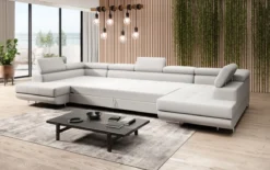 Designer Sofa Taormina mit Schlaf- und Klappfunktion in Bouclé