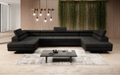 Designer Sofa Taormina mit Schlaf- und Klappfunktion in Bouclé