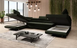 Designer Sofa Taormina mit Schlaf- und Klappfunktion in Bouclé