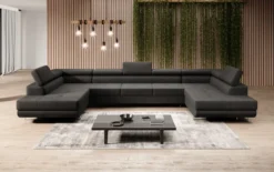 Designer Sofa Taormina mit Schlaf- und Klappfunktion in Bouclé