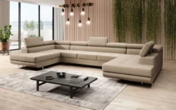 Designer Sofa Taormina mit Schlaf- und Klappfunktion in Bouclé