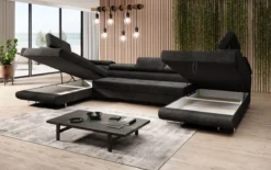 Designer Sofa Taormina mit Schlaf- und Klappfunktion in Cord