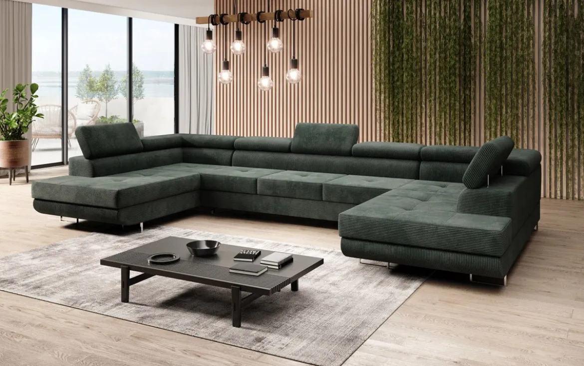Designer Sofa Taormina mit Schlaf- und Klappfunktion in Cord