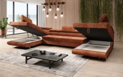 Designer Sofa Taormina mit Schlaf- und Klappfunktion in Cord