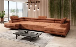 Designer Sofa Taormina mit Schlaf- und Klappfunktion in Cord