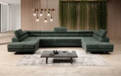 Designer Sofa Taormina mit Schlaf- und Klappfunktion in Cord