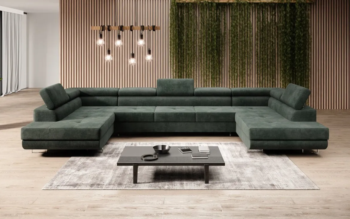 Designer Sofa Taormina mit Schlaf- und Klappfunktion in Cord