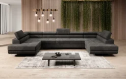 Designer Sofa Taormina mit Schlaf- und Klappfunktion in Cord