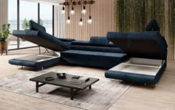 Designer Sofa Taormina mit Schlaf- und Klappfunktion in Samt