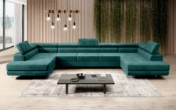 Designer Sofa Taormina mit Schlaf- und Klappfunktion in Samt