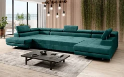 Designer Sofa Taormina mit Schlaf- und Klappfunktion in Samt