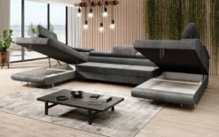 Designer Sofa Taormina mit Schlaf- und Klappfunktion in Samt