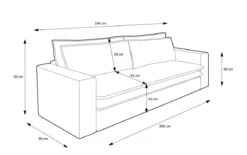 Designer Sofa Tilo mit Schlaf- und Klappfunktion aus Cord