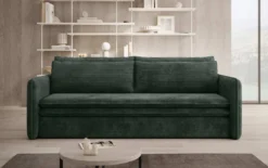 Designer Sofa Tilo Slim mit Schlaf- und Klappfunktion aus Cord