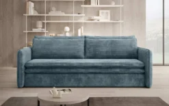 Designer Sofa Tilo Slim mit Schlaf- und Klappfunktion aus Cord