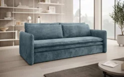 Designer Sofa Tilo Slim mit Schlaf- und Klappfunktion aus Cord
