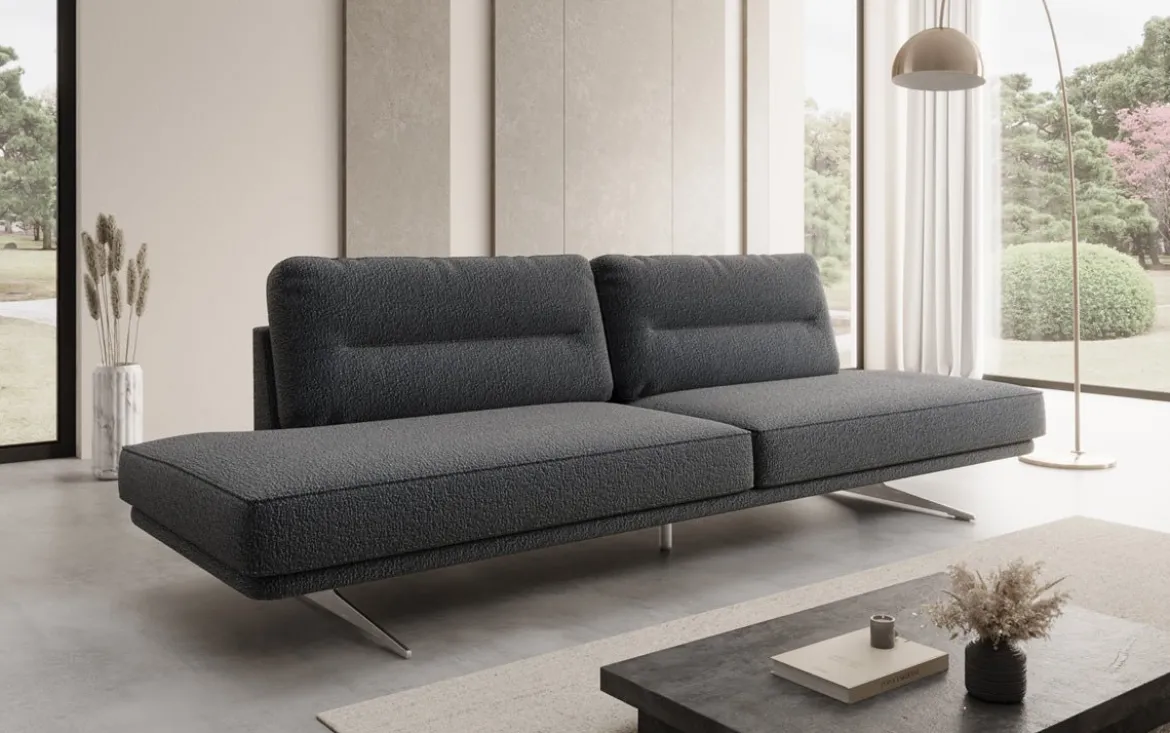 Designer Sofa Torino 3 Sitzer Open in Bouclé