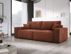 Designer Sofa Velanova 3 Sitzer Cord mit Schlaf- und Klappfunktion