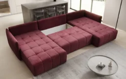 Designer Sofa Velaro U mit Schlaf- und Klappfunktion in Samt