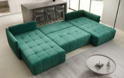 Designer Sofa Velaro U mit Schlaf- und Klappfunktion in Samt