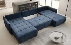 Designer Sofa Velaro U mit Schlaf- und Klappfunktion in Samt