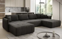 Designer Sofa Velaro U mit Schlaf- und Klappfunktion in Samt
