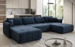 Designer Sofa Velaro U mit Schlaf- und Klappfunktion in Samt