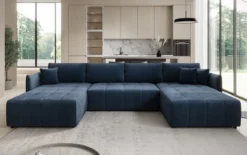 Designer Sofa Velaro U mit Schlaf- und Klappfunktion in Samt