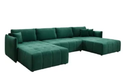Designer Sofa Velaro U mit Schlaf- und Klappfunktion in Samt