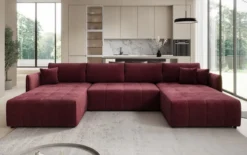 Designer Sofa Velaro U mit Schlaf- und Klappfunktion in Samt