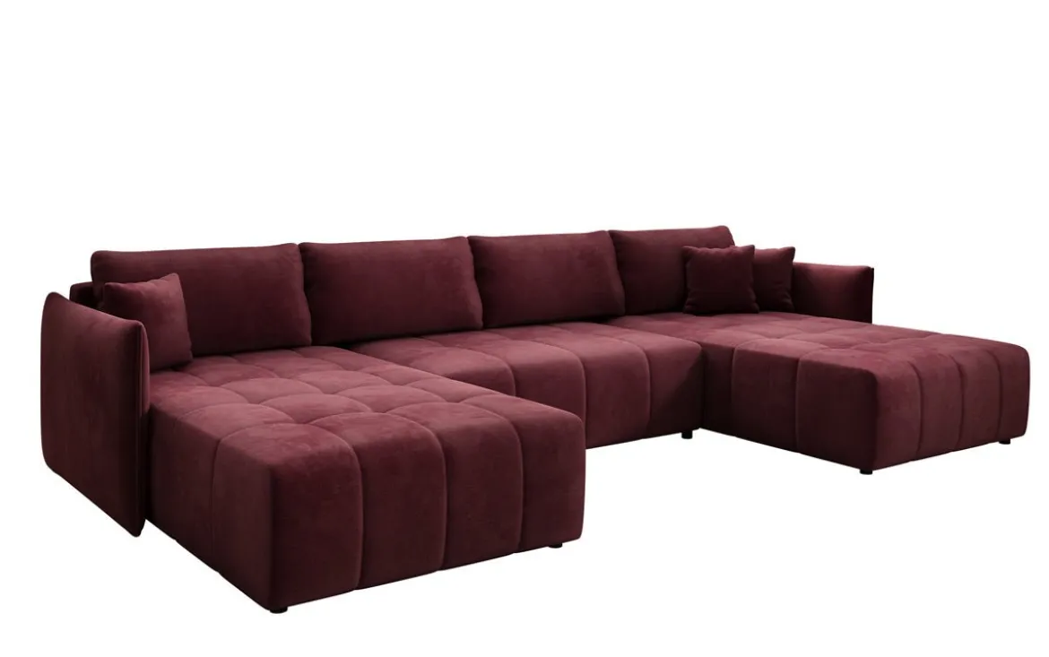 Designer Sofa Velaro U mit Schlaf- und Klappfunktion in Samt