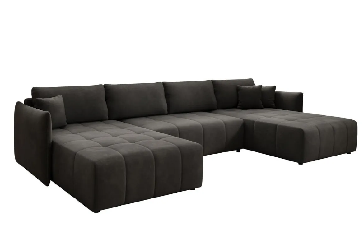Designer Sofa Velaro U mit Schlaf- und Klappfunktion in Samt