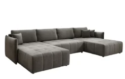 Designer Sofa Velaro U mit Schlaf- und Klappfunktion in Samt